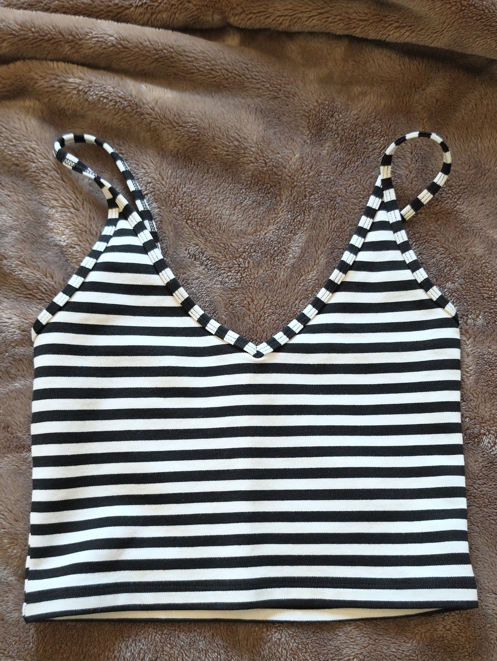 Aritzia Sunday Best Black & White Striped V-Neck Cami Top